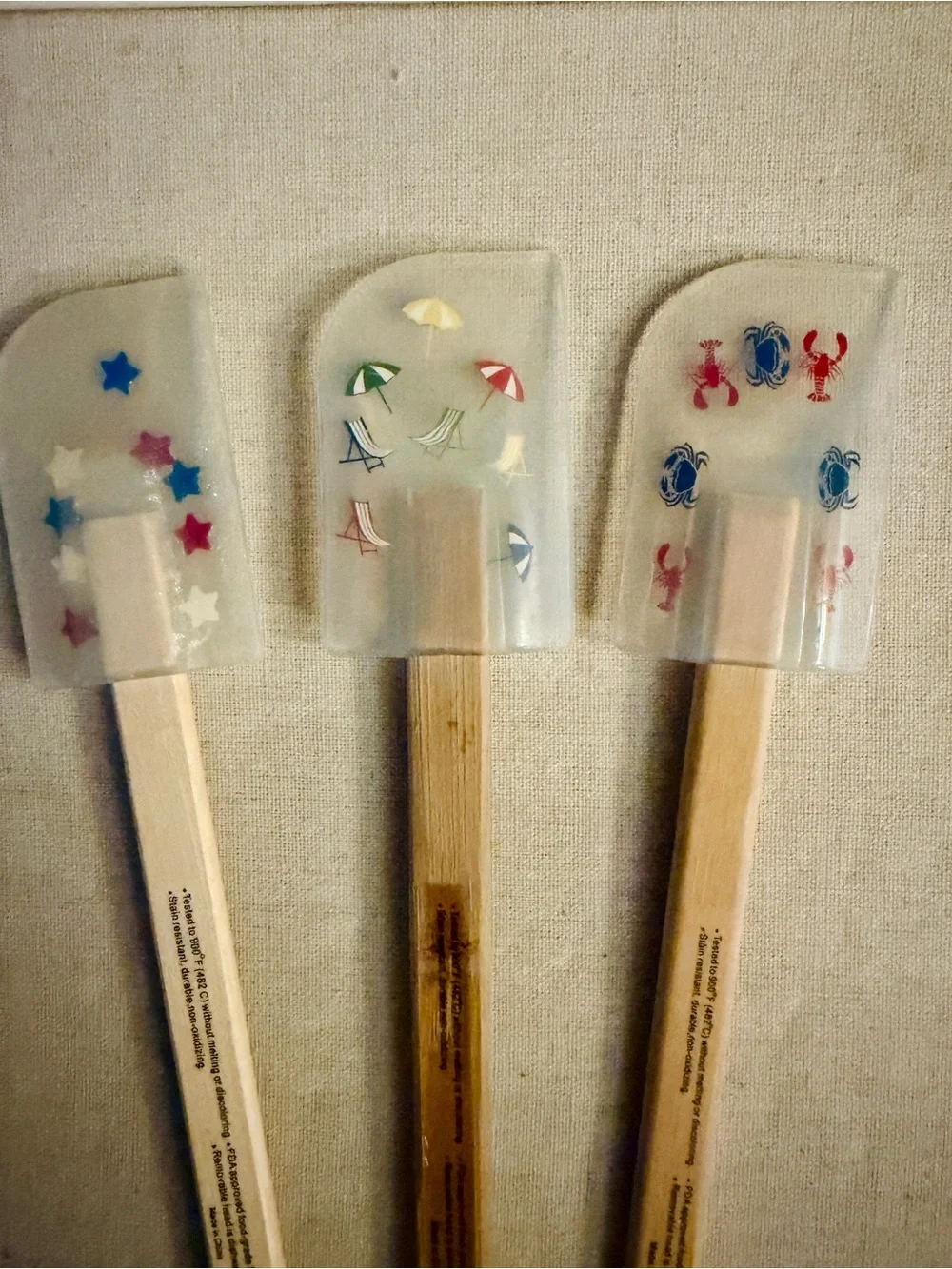 Vintage Sur La Table Patriotic Summer Fun design silicone spatulas set of 3.